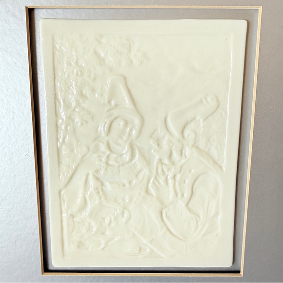 Belleek Ireland Parian China Lithophane “Lovers at Table” Courting Couple - Picture 6 of 12